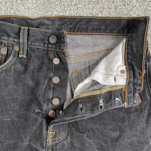 Levis 501 Original Shrink To Fit Jeans Mens Straight Leg Button Fly Black 32x30 - Picture 4 of 14